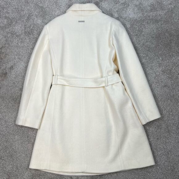 Vince Camuto Off-White Cream Belted Long Coat (Sz L) - Picture 9 of 14